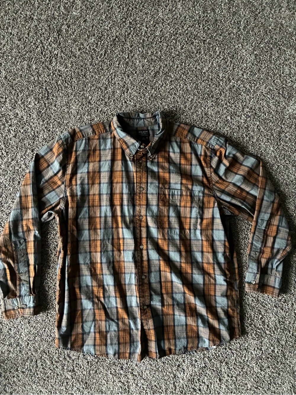 FILSON Sutter Sport Shirt Men XL Bronze Plaid